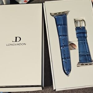 Blue Leather Watch Strap